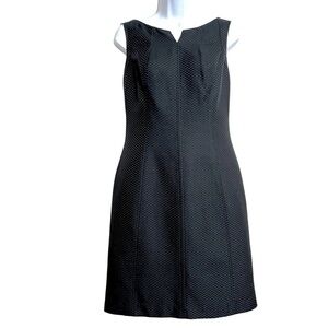 Talbots Womens Textured Silk Blend Sheath Dress 10 Black Sleeveless Minimalist
